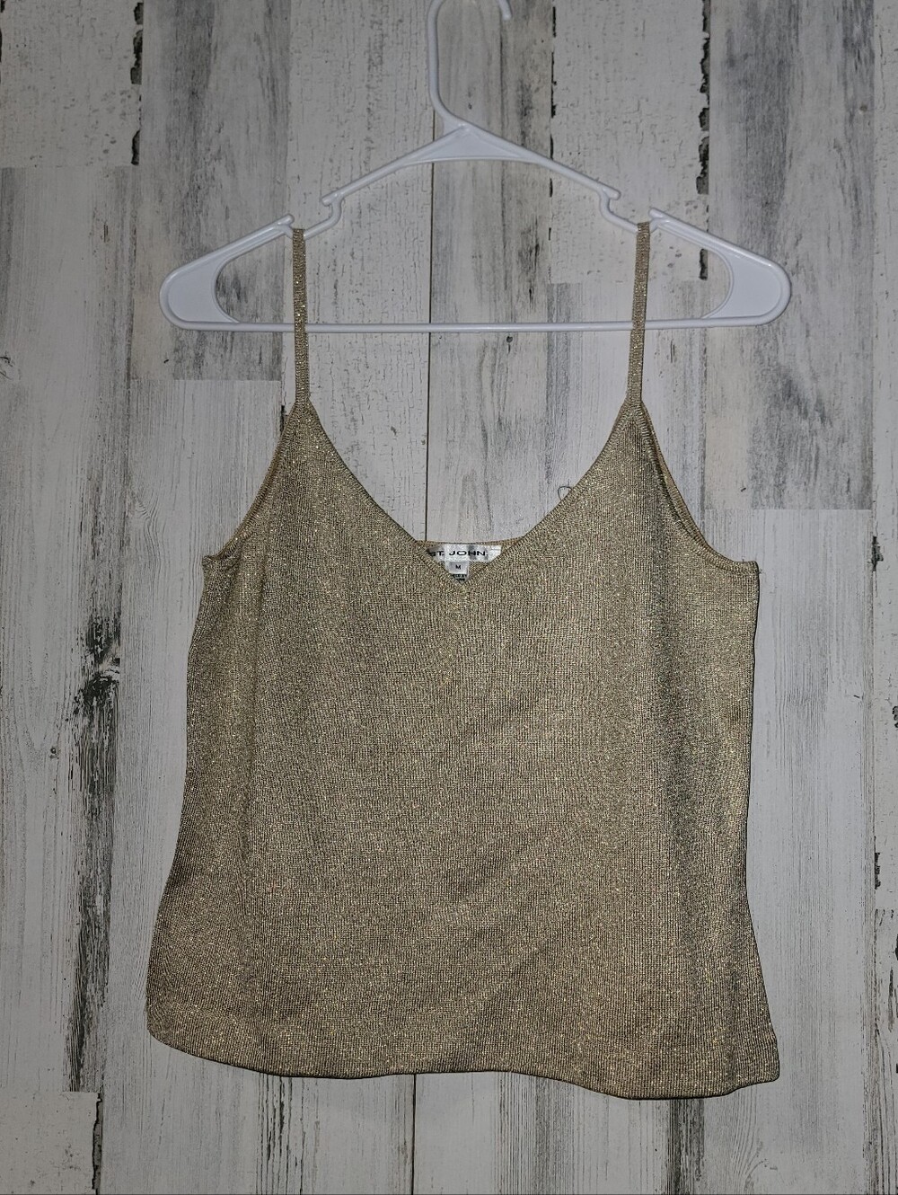 St.John Metallic Gold Spaghetti Strap Cami Top